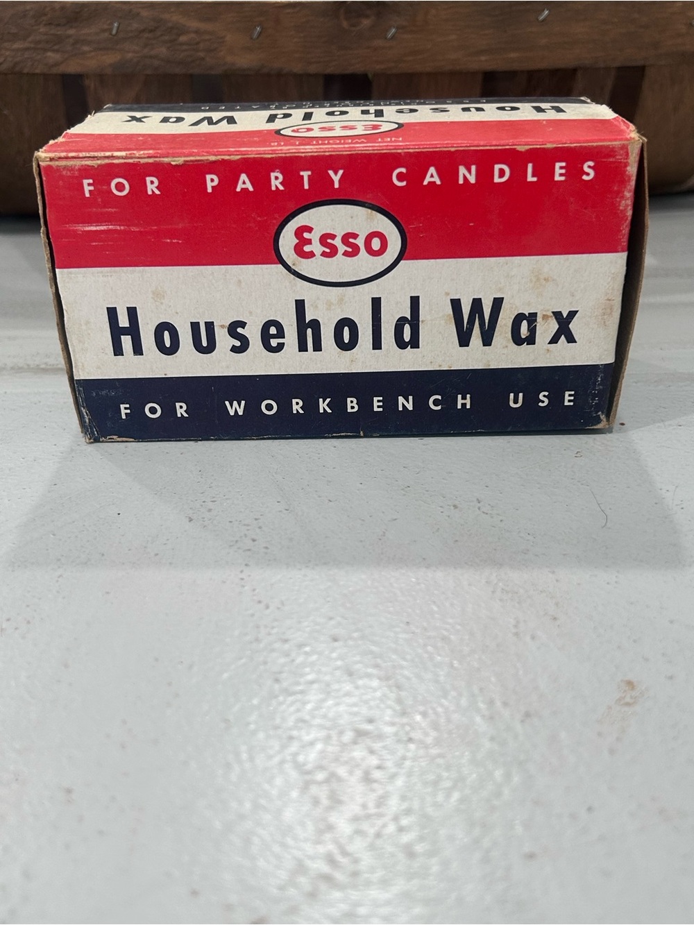 Vintage Esso Household Wax Box 1 Lb With Original Wax-Exxon Gas Oil Memorabilia